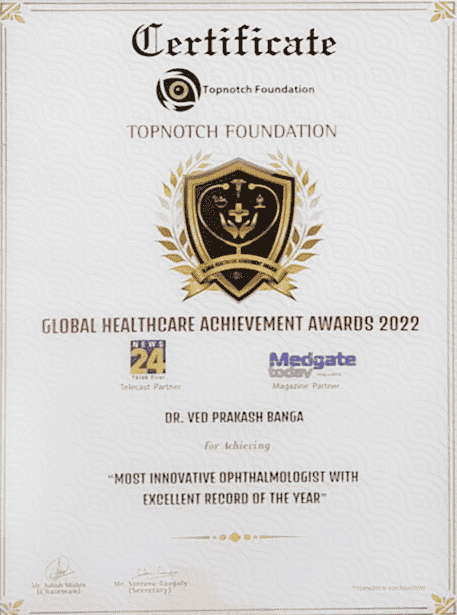 Global Healthcare Achievement Awards 2022 Dr Ved Prakash Banga Most Innovative 