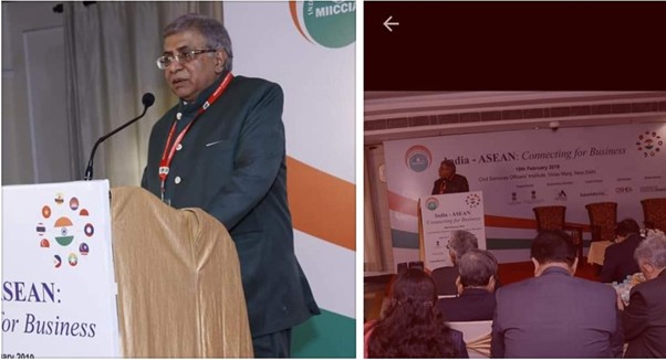 Dr Ved Prakash Banga speaking at India ASEAN Connecting for Business conference New Delhi healthcare event. 